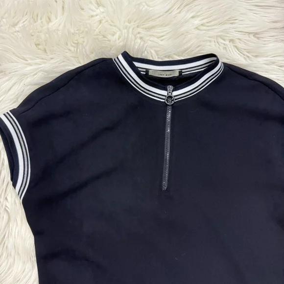 Zara Navy Short Sleeve Dress with White Trim - Picture 5 of 10